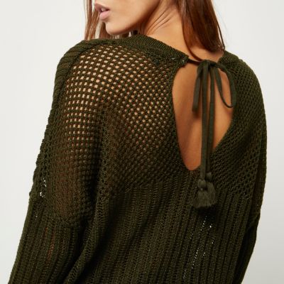 Khaki crochet jumper